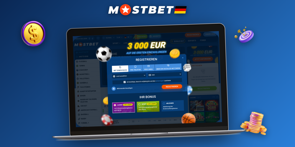 Mostbet DE Registrierung: Anmeldeformular mit E-Mail und EUR-Währungsauswahl